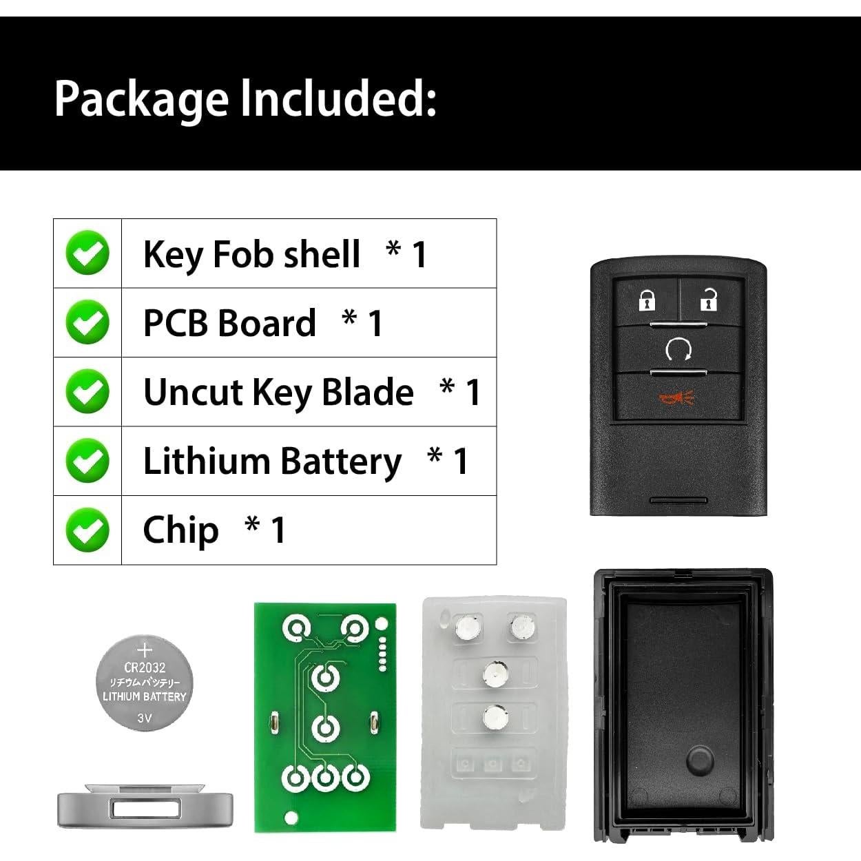 Control Remoto Llave Auto Keyless Cadillac OUC6000066 4 Botones