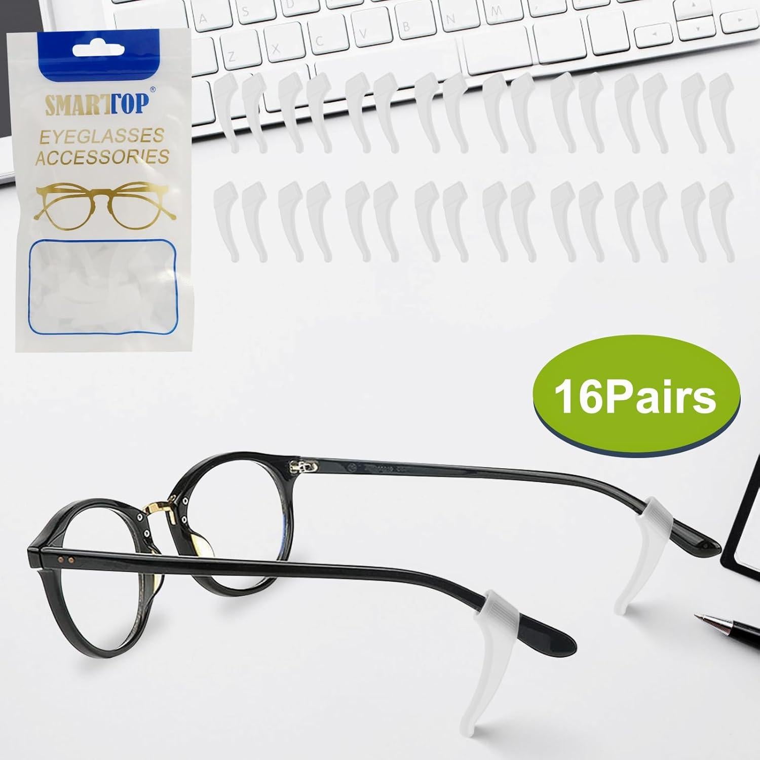 16 Pares Ganchos Antideslizantes Silicona para Gafas