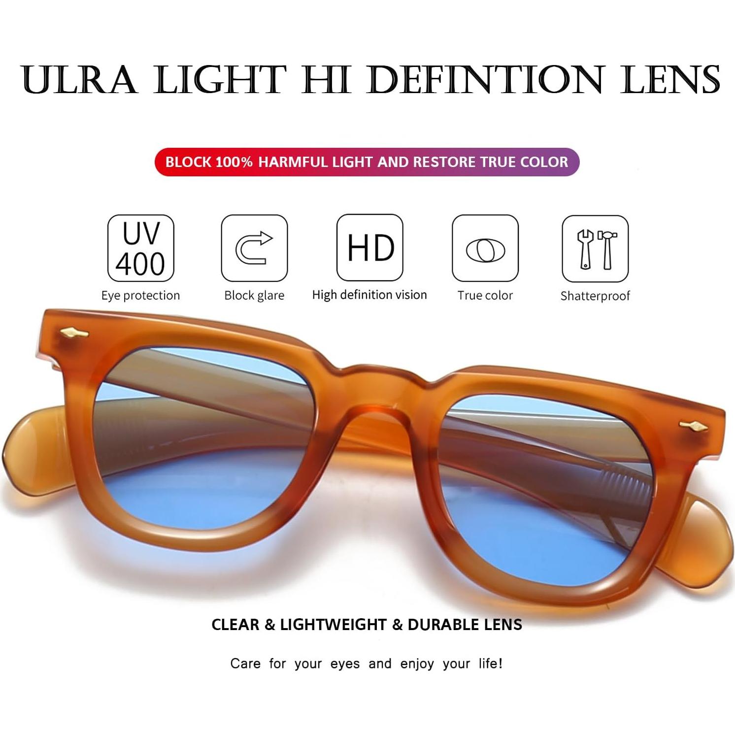 Gafas de sol cuadradas PORADAY unisex con lentes UV400