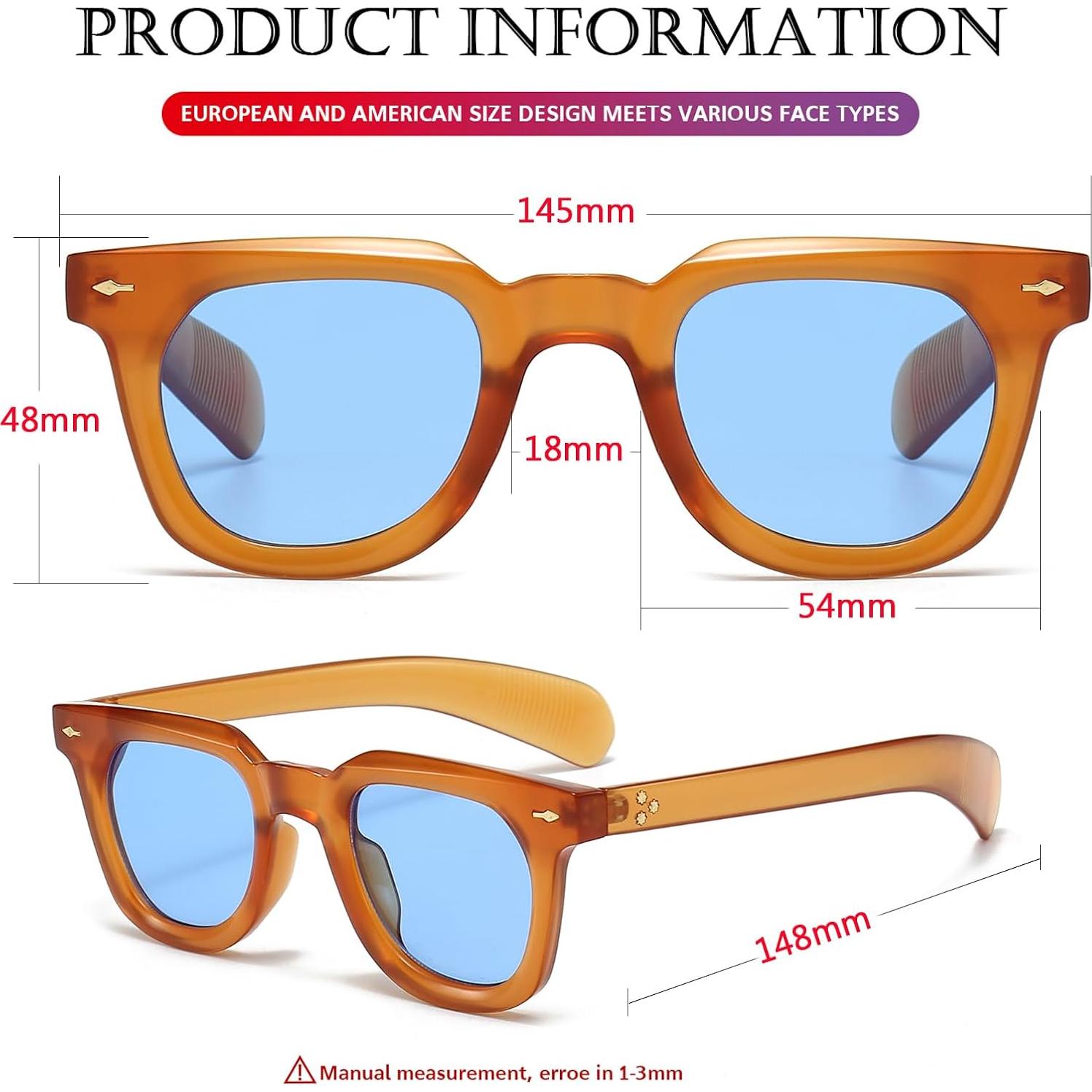 Gafas de sol cuadradas PORADAY unisex con lentes UV400