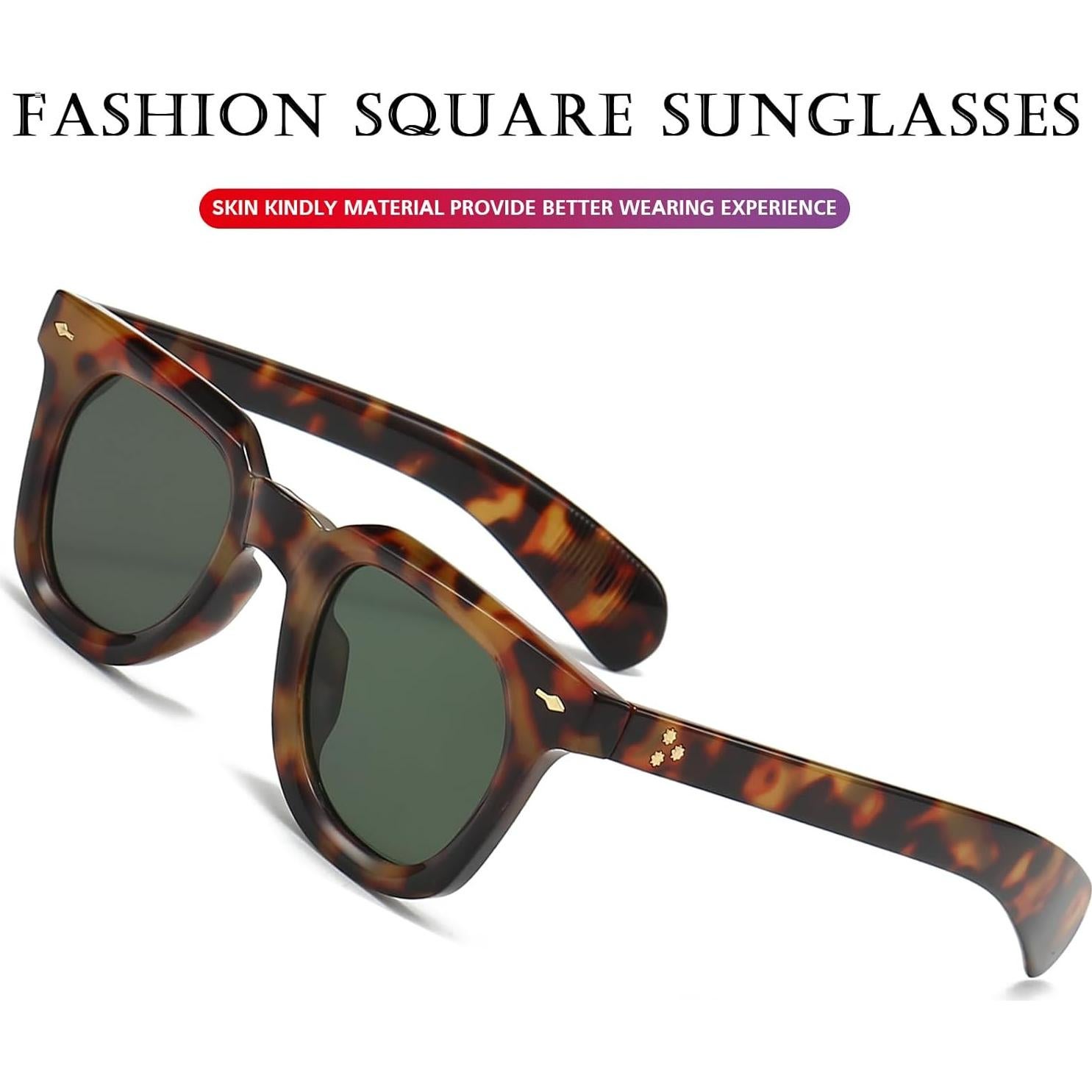 Gafas de sol cuadradas PORADAY unisex con lentes UV400