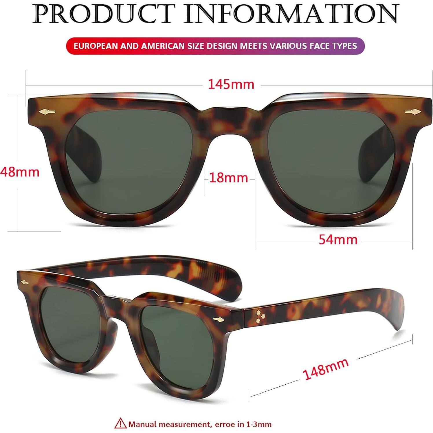 Gafas de sol cuadradas PORADAY unisex con lentes UV400