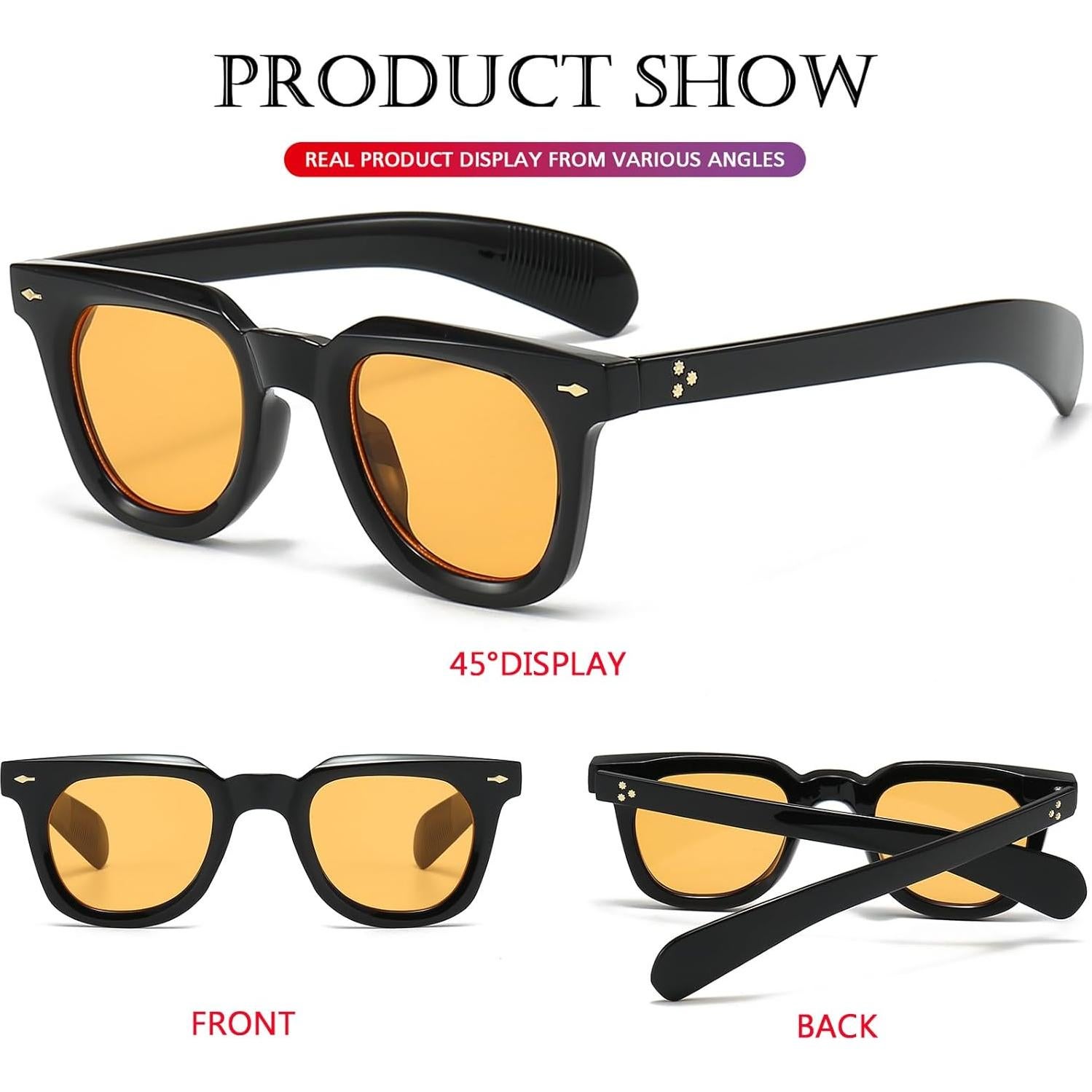 Gafas de sol cuadradas PORADAY unisex con lentes UV400