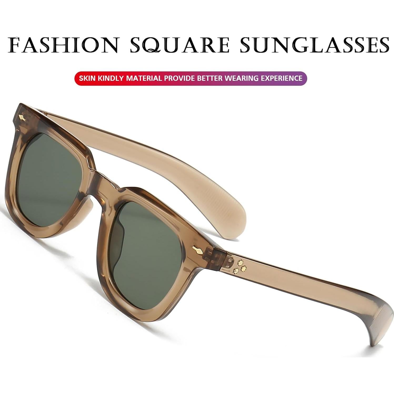 Gafas de sol cuadradas PORADAY unisex con lentes UV400