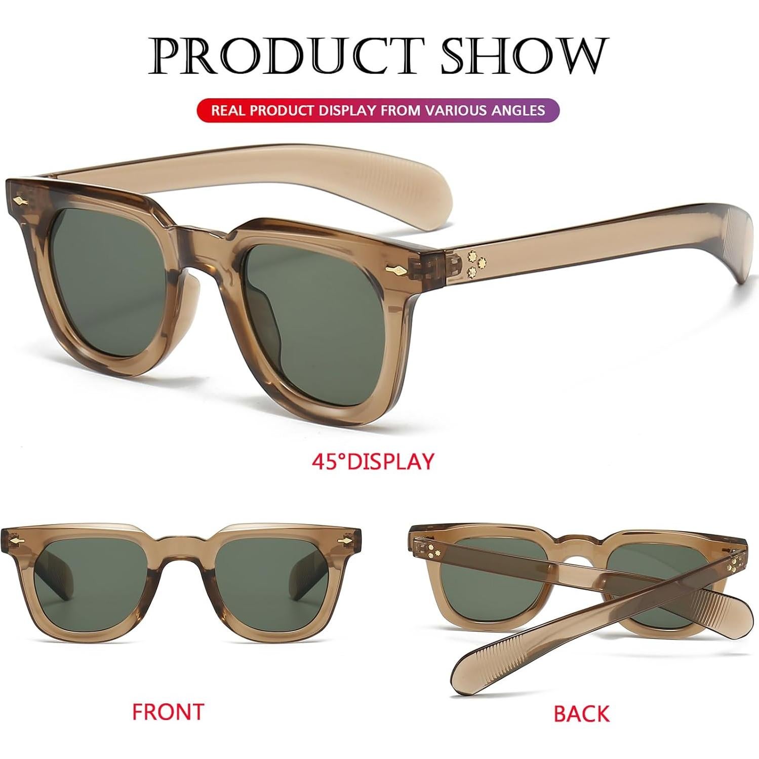 Gafas de sol cuadradas PORADAY unisex con lentes UV400