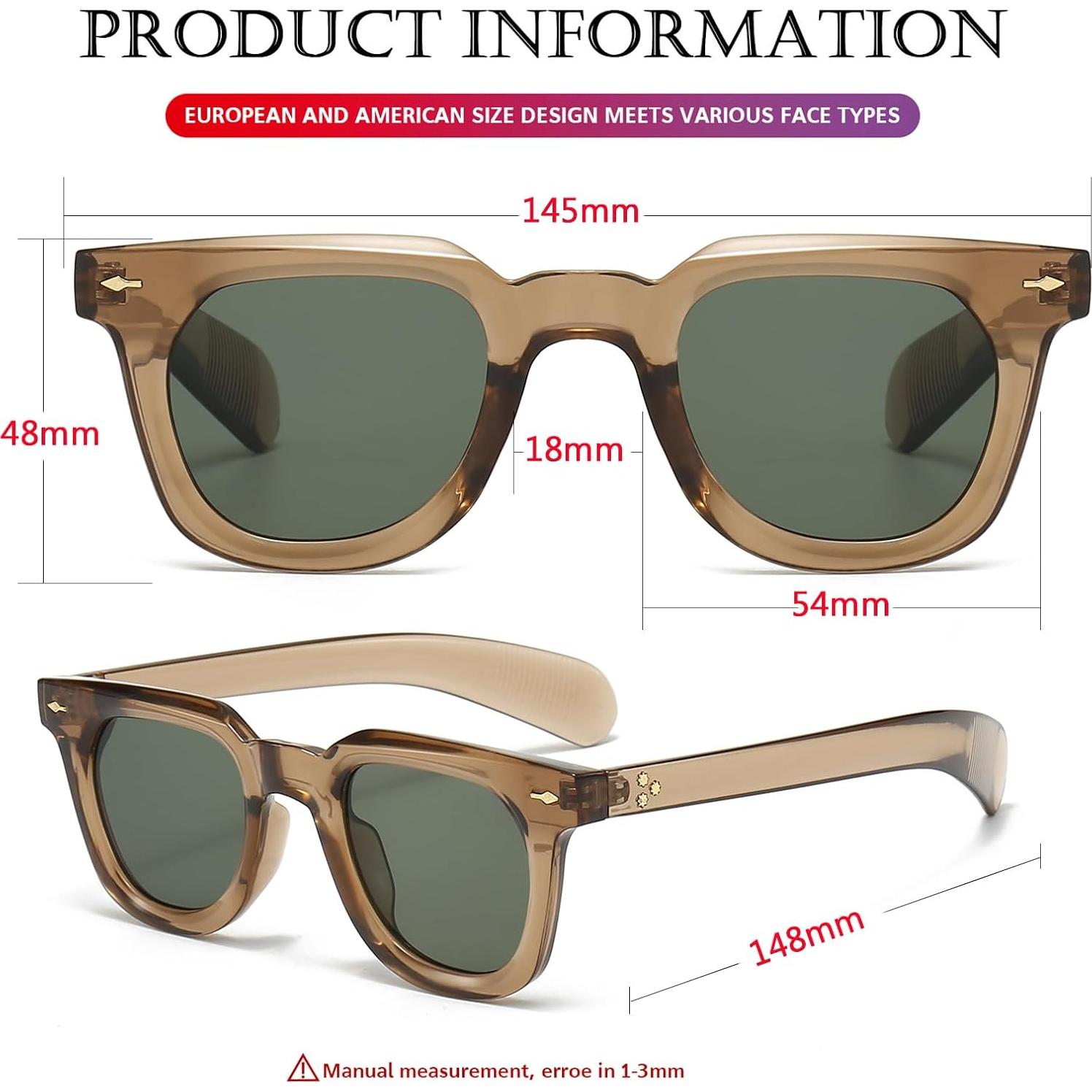 Gafas de sol cuadradas PORADAY unisex con lentes UV400