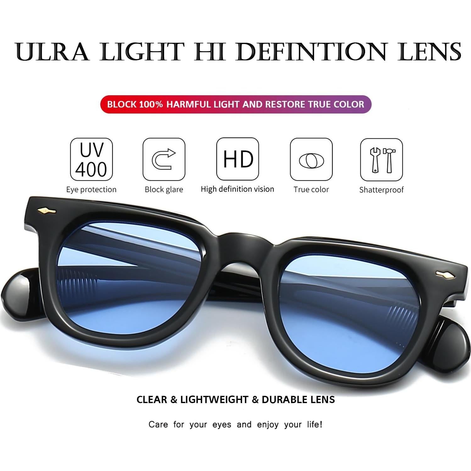 Gafas de sol cuadradas PORADAY negras UV400 unisex