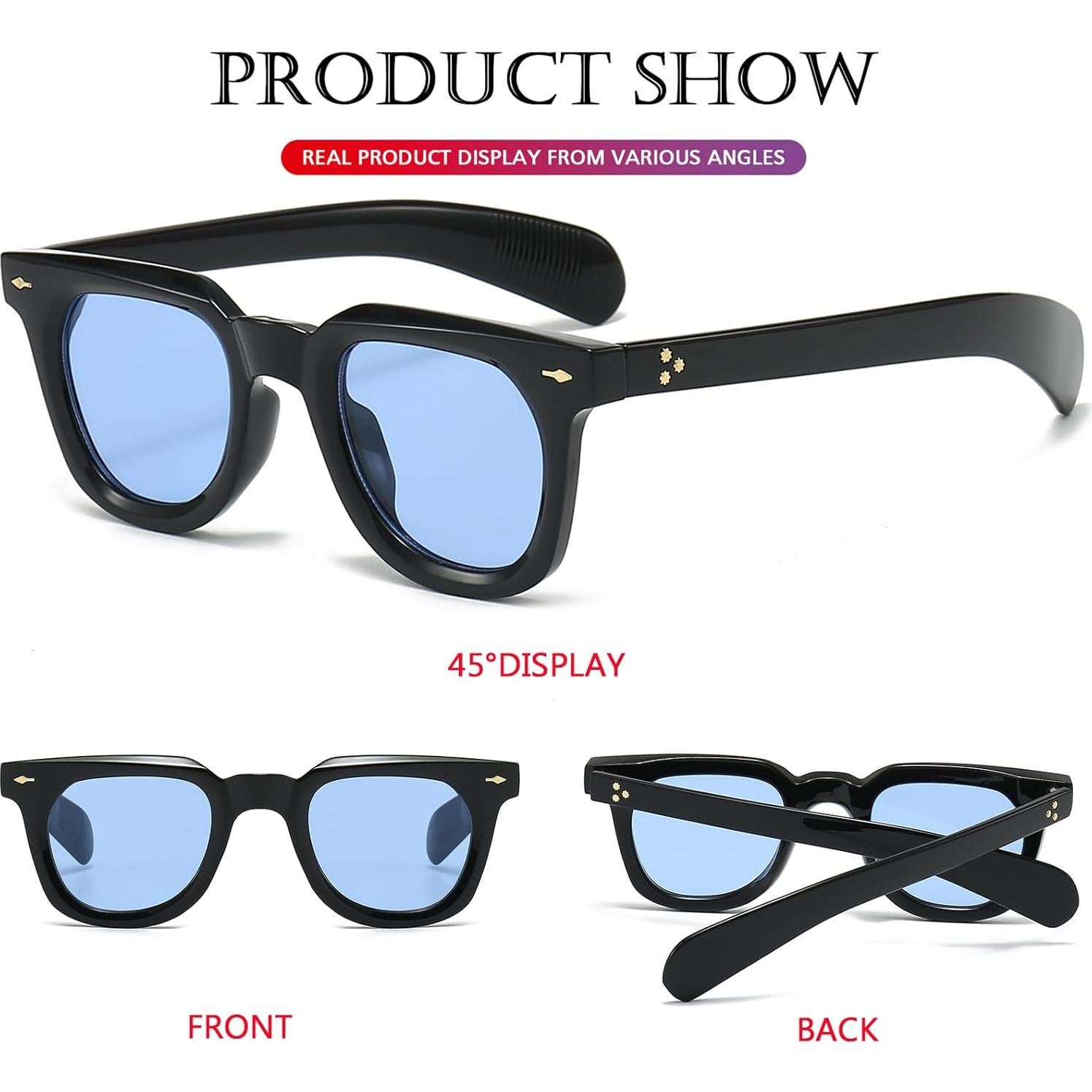 Gafas de sol cuadradas PORADAY negras UV400 unisex