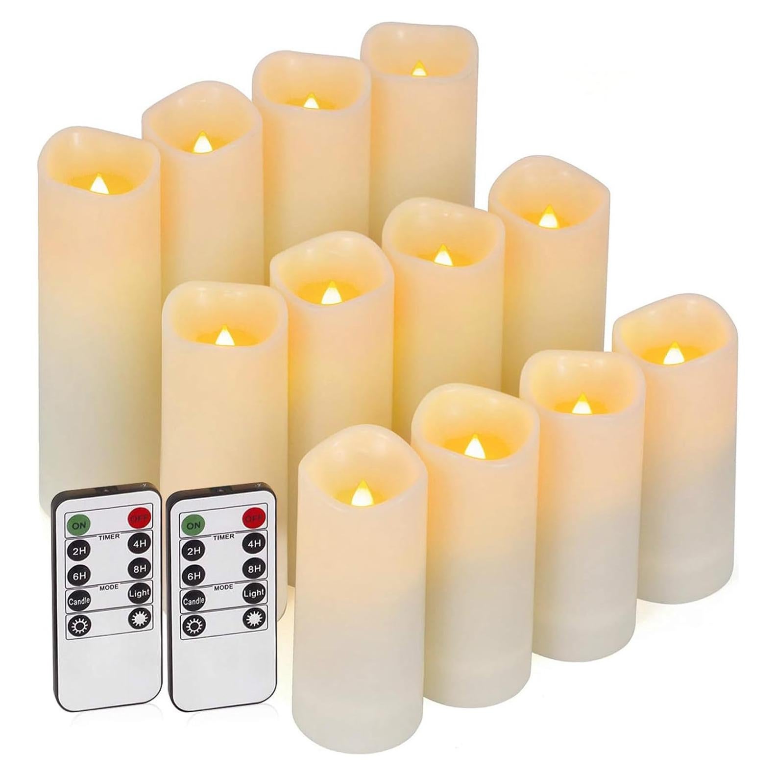 Set 12 Velas LED Sin Llama WIN WAY FUTURE 5-15 cm Control Remoto