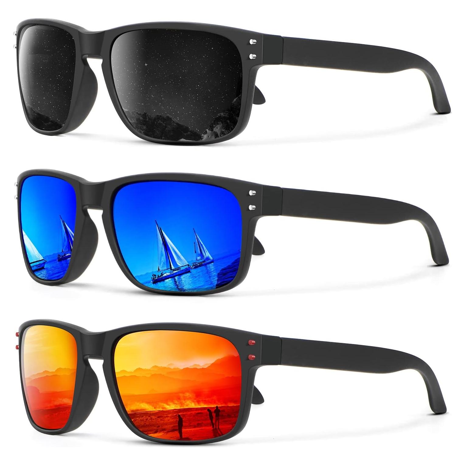 Gafas de Sol Polarizadas KALIYADI Estilo Vintage UV 3 Piezas