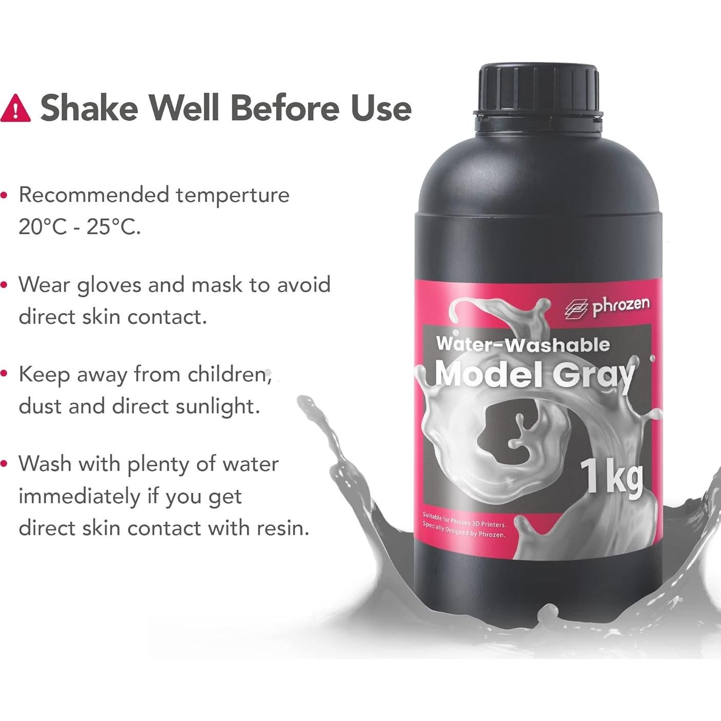 Resina Rápida Lavable con Agua Phrozen 1KG Gris 405nm