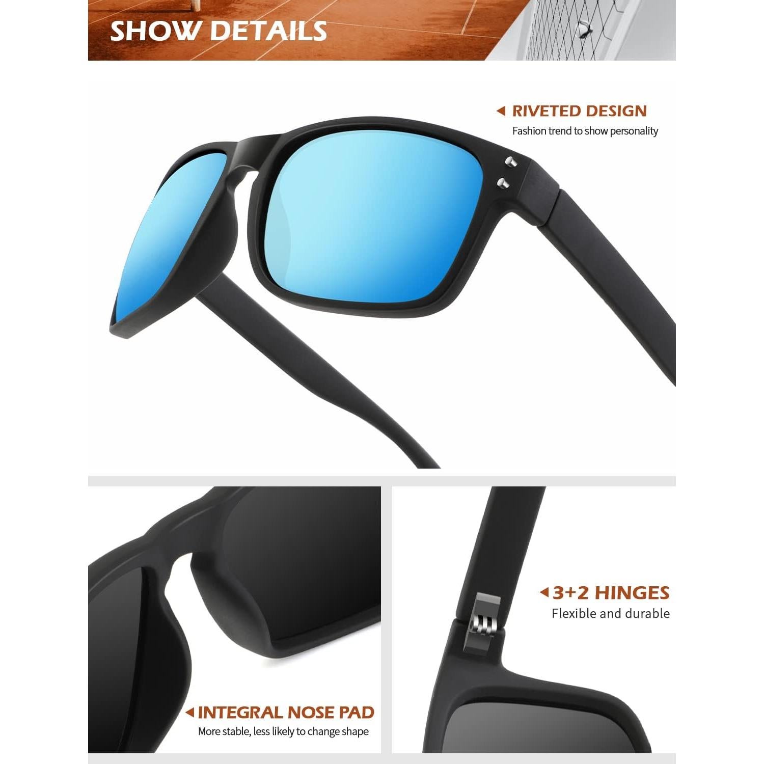 Gafas de Sol Polarizadas KALIYADI 3 Paquete UV Protección