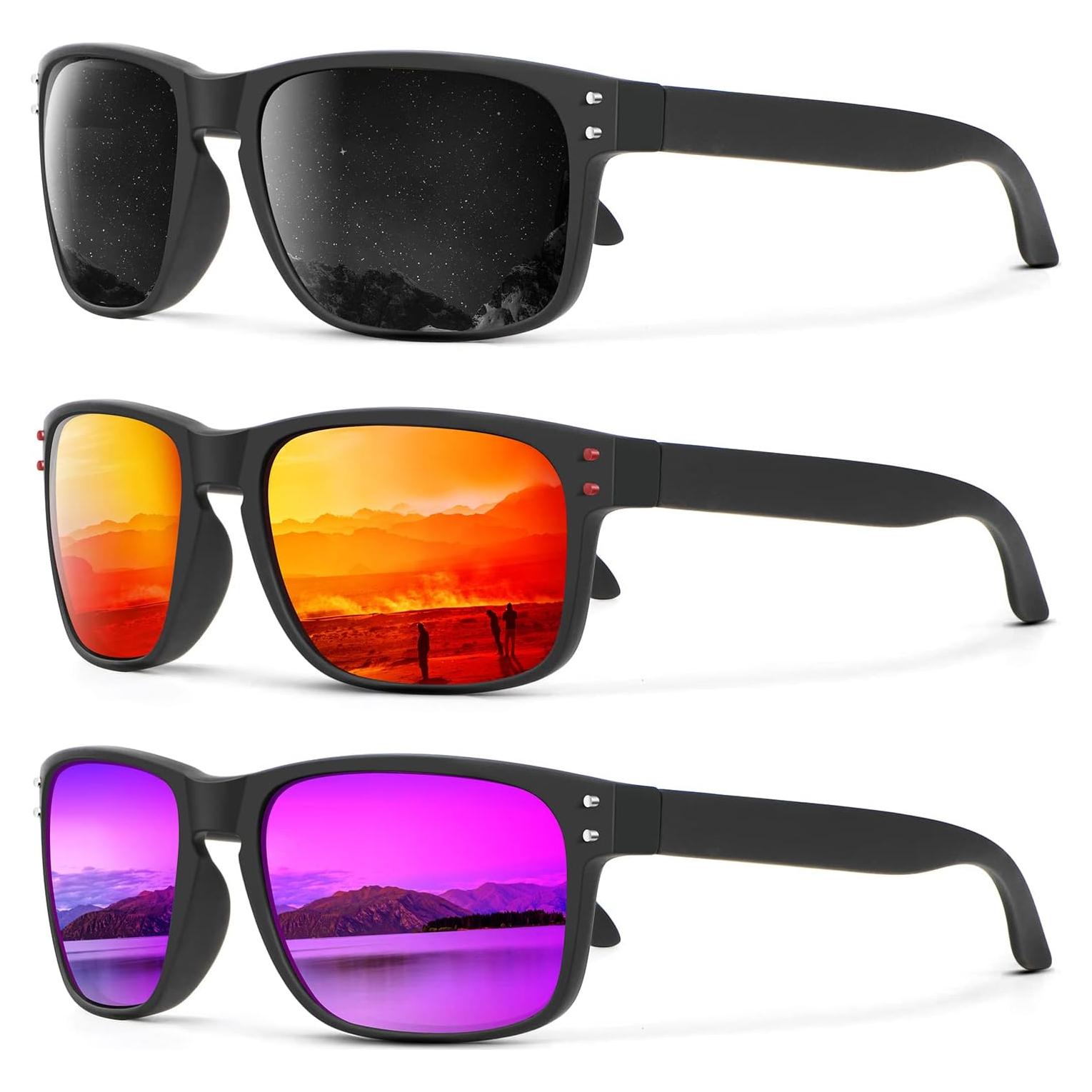 Gafas de Sol Polarizadas KALIYADI Estilo Vintage UV 3 Piezas