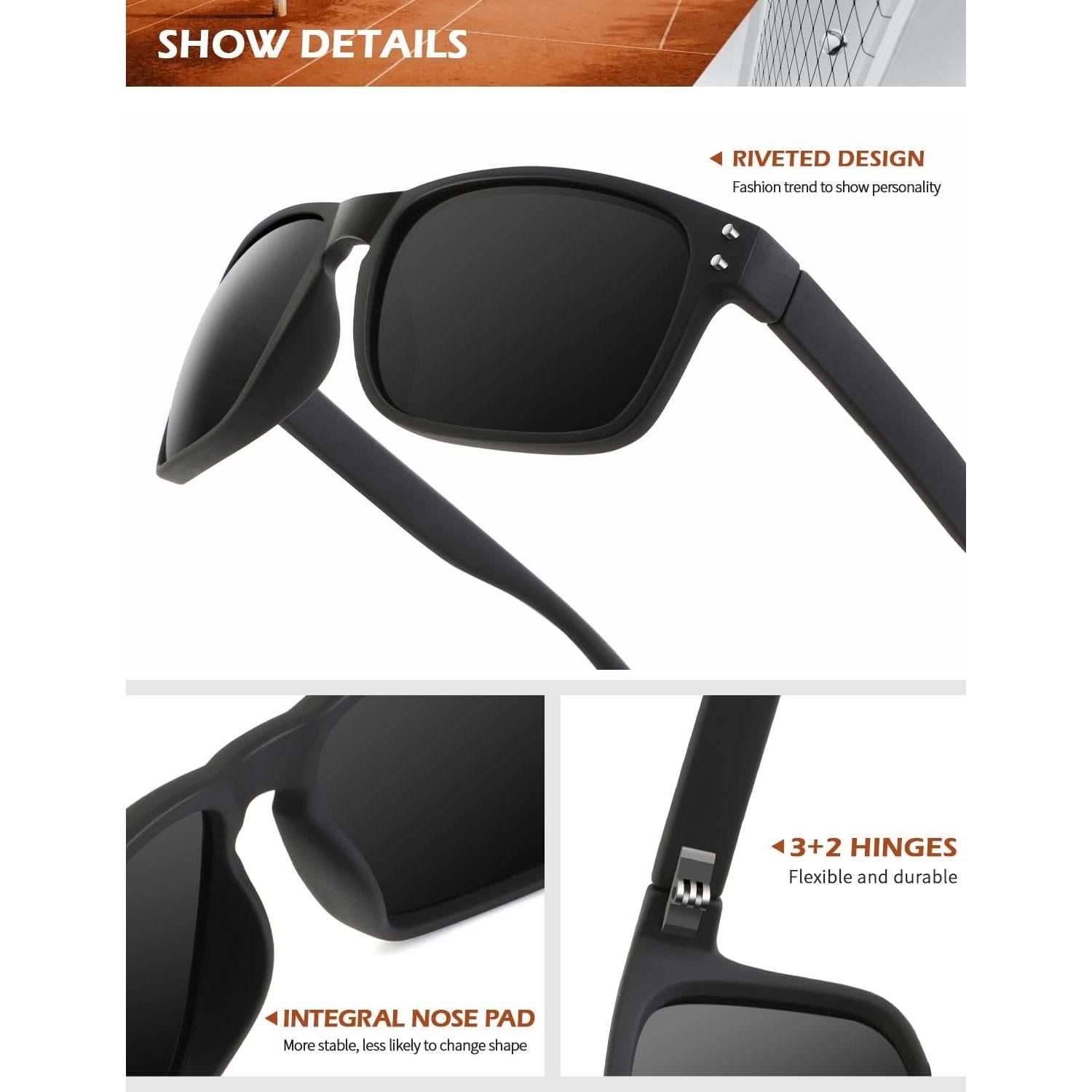 Gafas de Sol Polarizadas KALIYADI 3 Paquete UV Protección