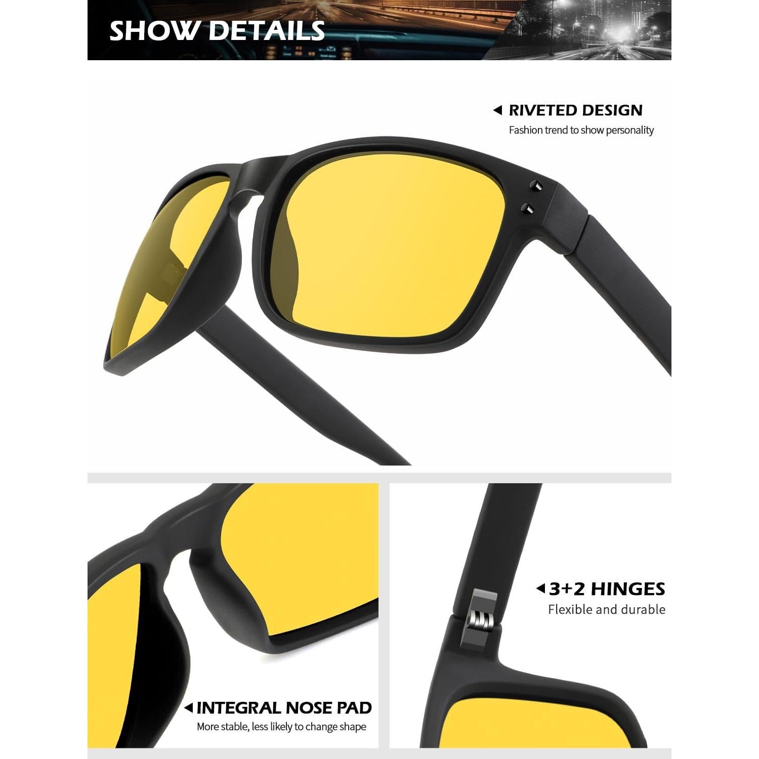 Gafas de sol KALIYADI polarizadas estilo vintage paquete de 3