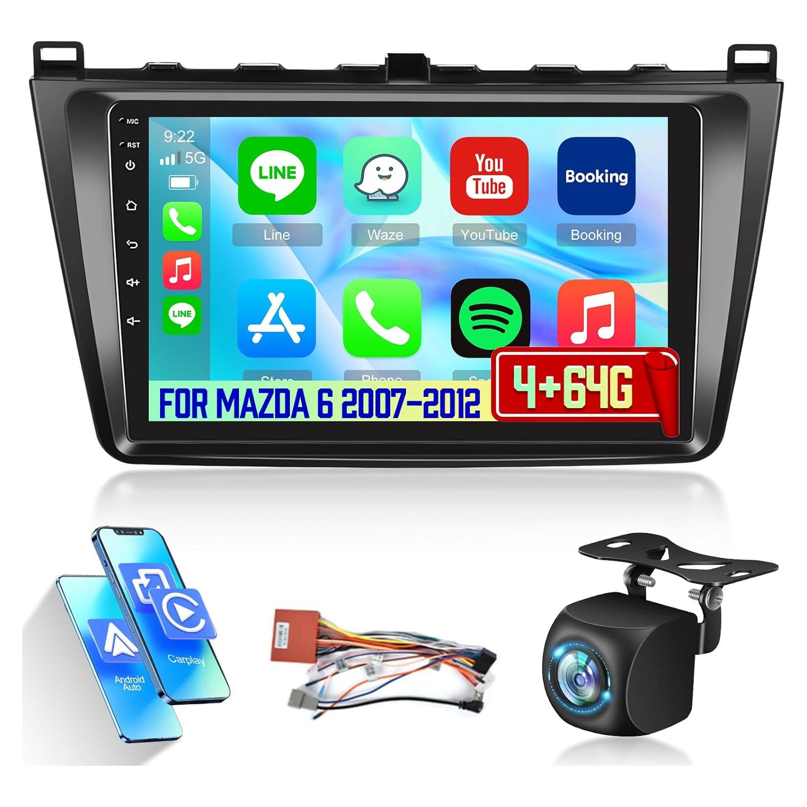 Radio de Coche NHOPEEW para Mazda 6 2007-2012 9" Carplay