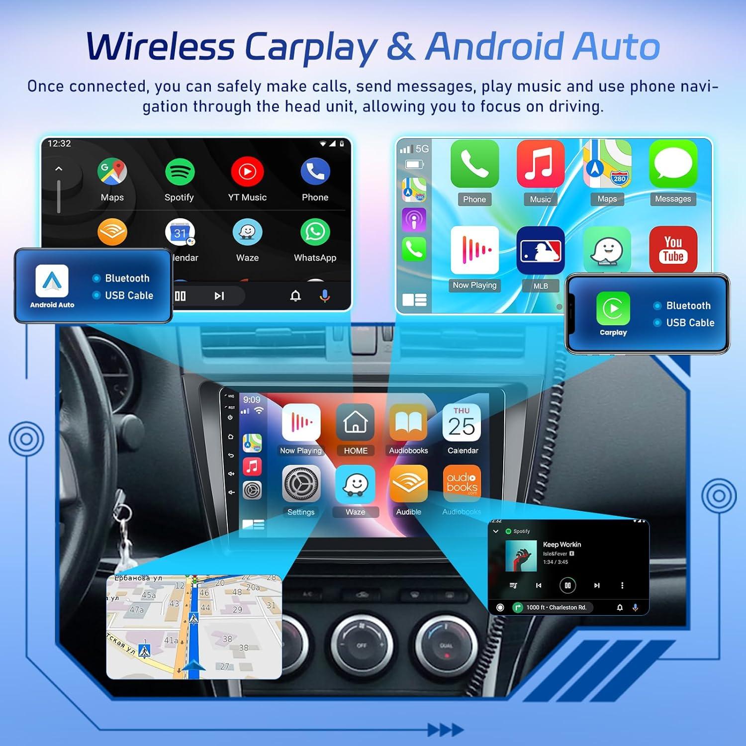 Radio de Coche NHOPEEW para Mazda 6 2007-2012 9" Carplay