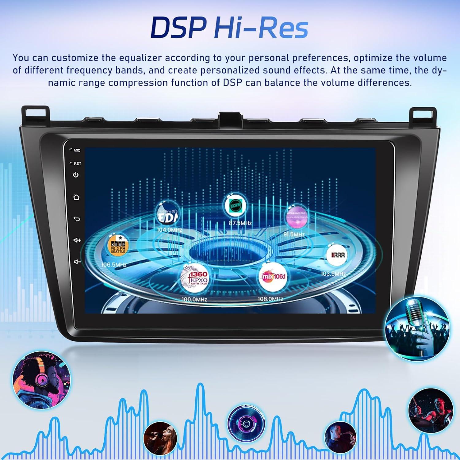 Radio de Coche NHOPEEW para Mazda 6 2007-2012 9" Carplay