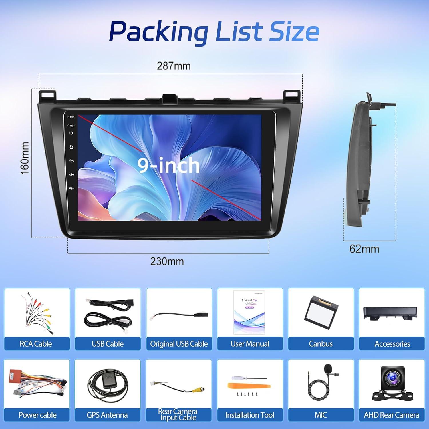 Radio de Coche NHOPEEW para Mazda 6 2007-2012 9" Carplay