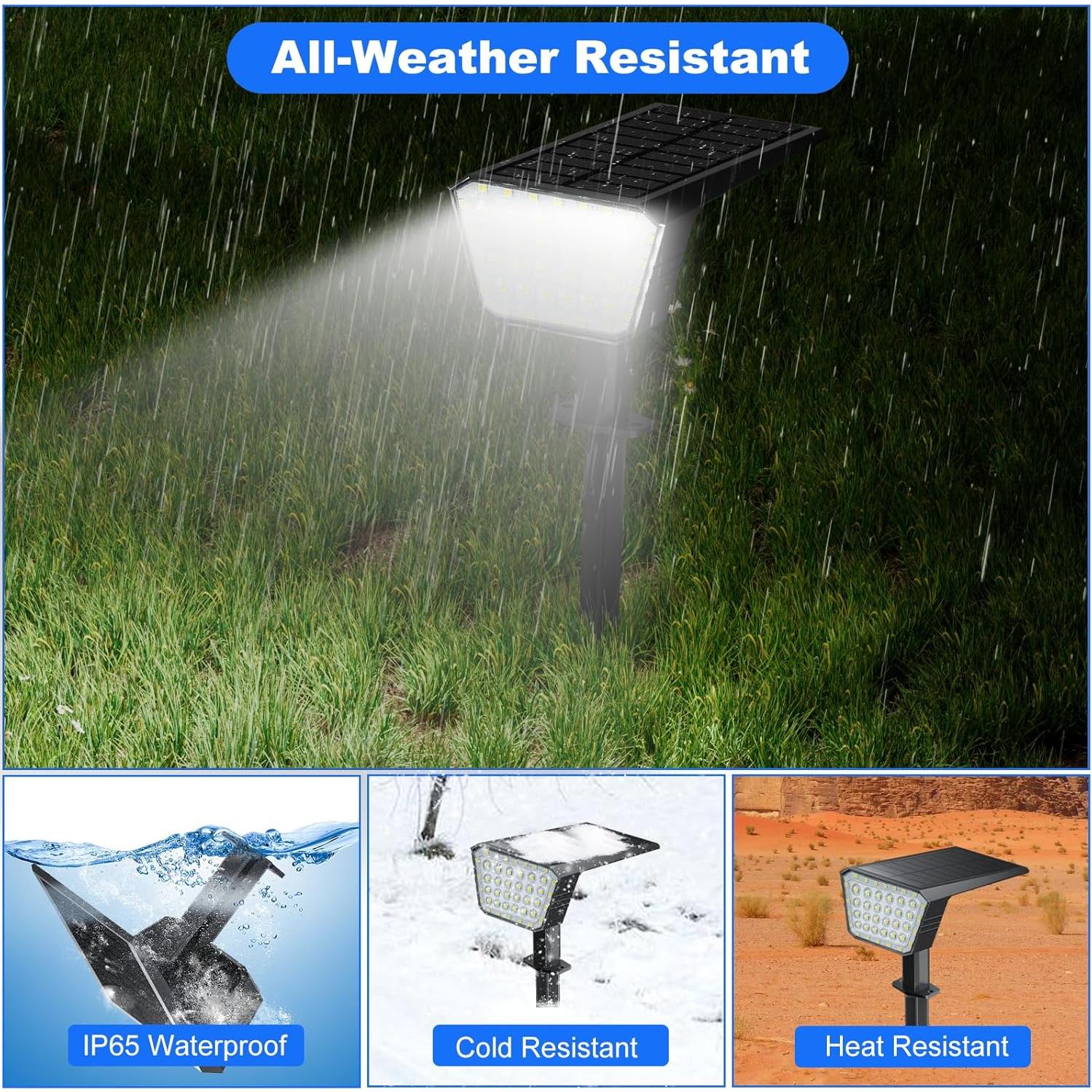 Focos Solares de Jardín 44 LED IP65 2 Paquete Blanco Frío