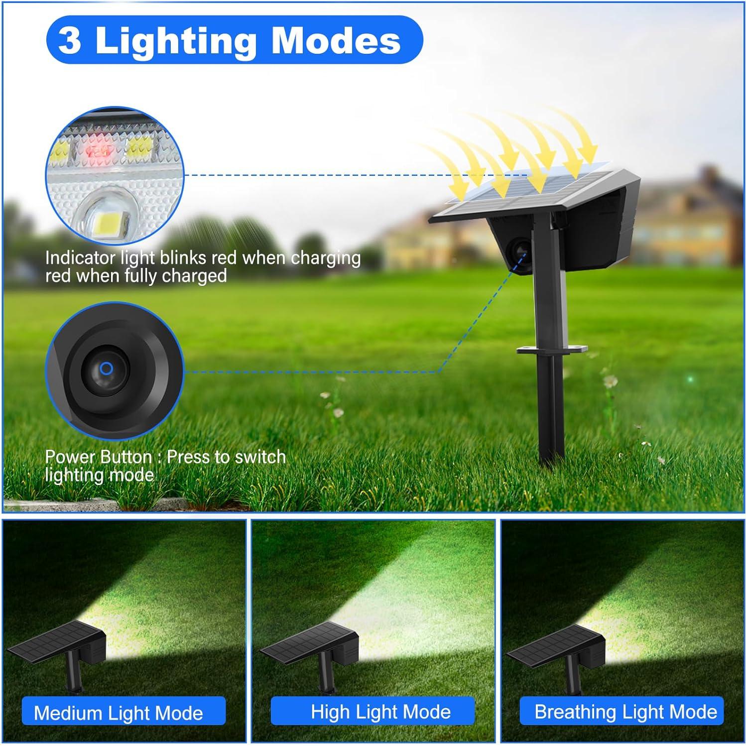 Focos Solares de Jardín 44 LED IP65 2 Paquete Blanco Frío