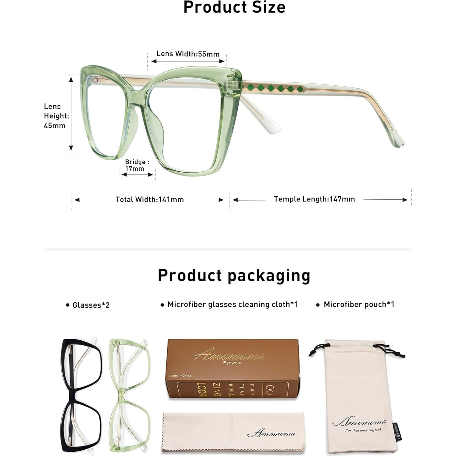 Gafas de Lectura Amomoma Anti Luz Azul Oversized 2.5x