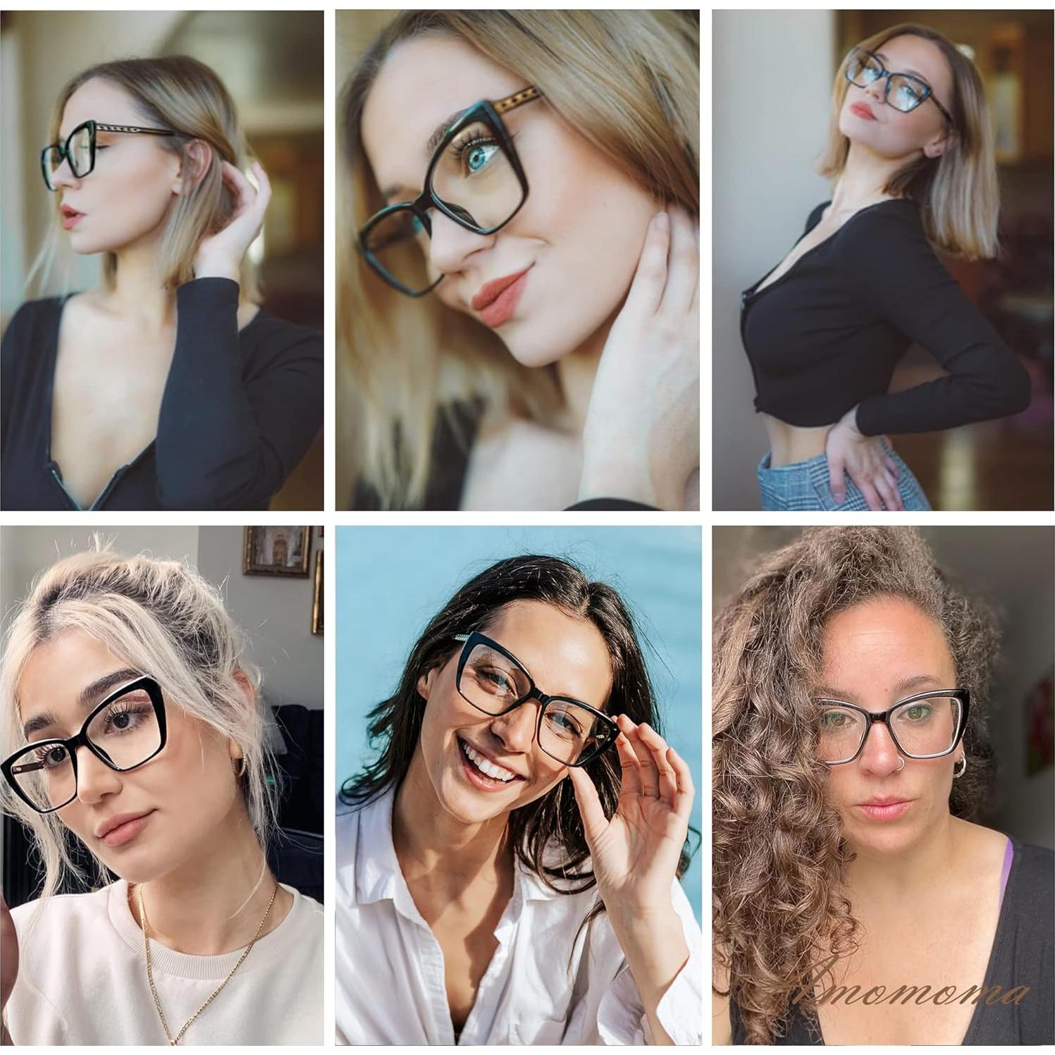 Gafas de lectura AMOMOMA TR90 luz azul estilo gato