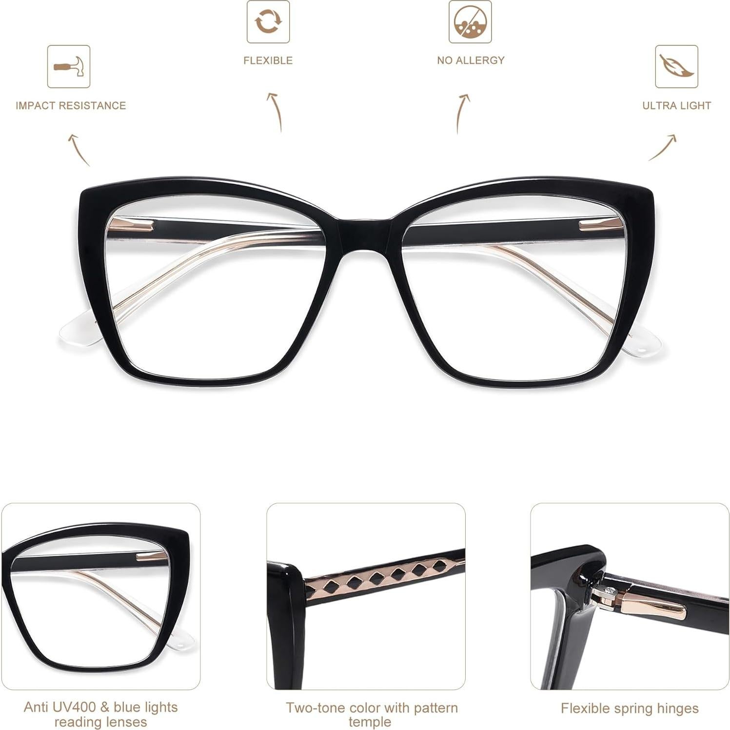 Gafas de lectura AMOMOMA TR90 luz azul estilo gato