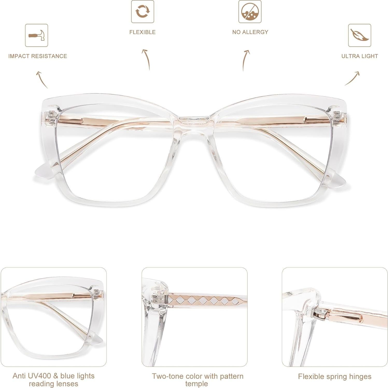 Gafas de lectura AMOMOMA TR90 anti luz azul 55x45mm