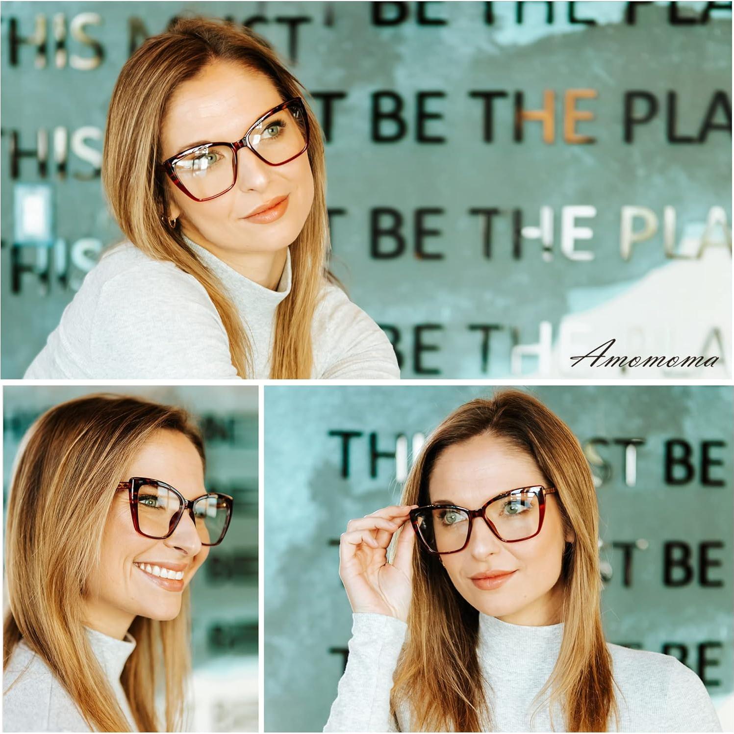 Gafas de Lectura AMOMOMA Anti Luz Azul Ojo Gato 1.5x