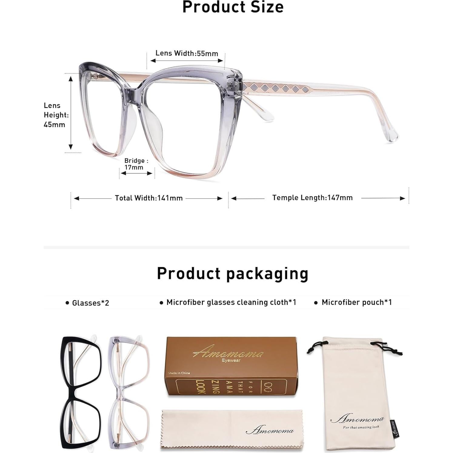 Gafas de Lectura Amomoma Anti Luz Azul Oversized