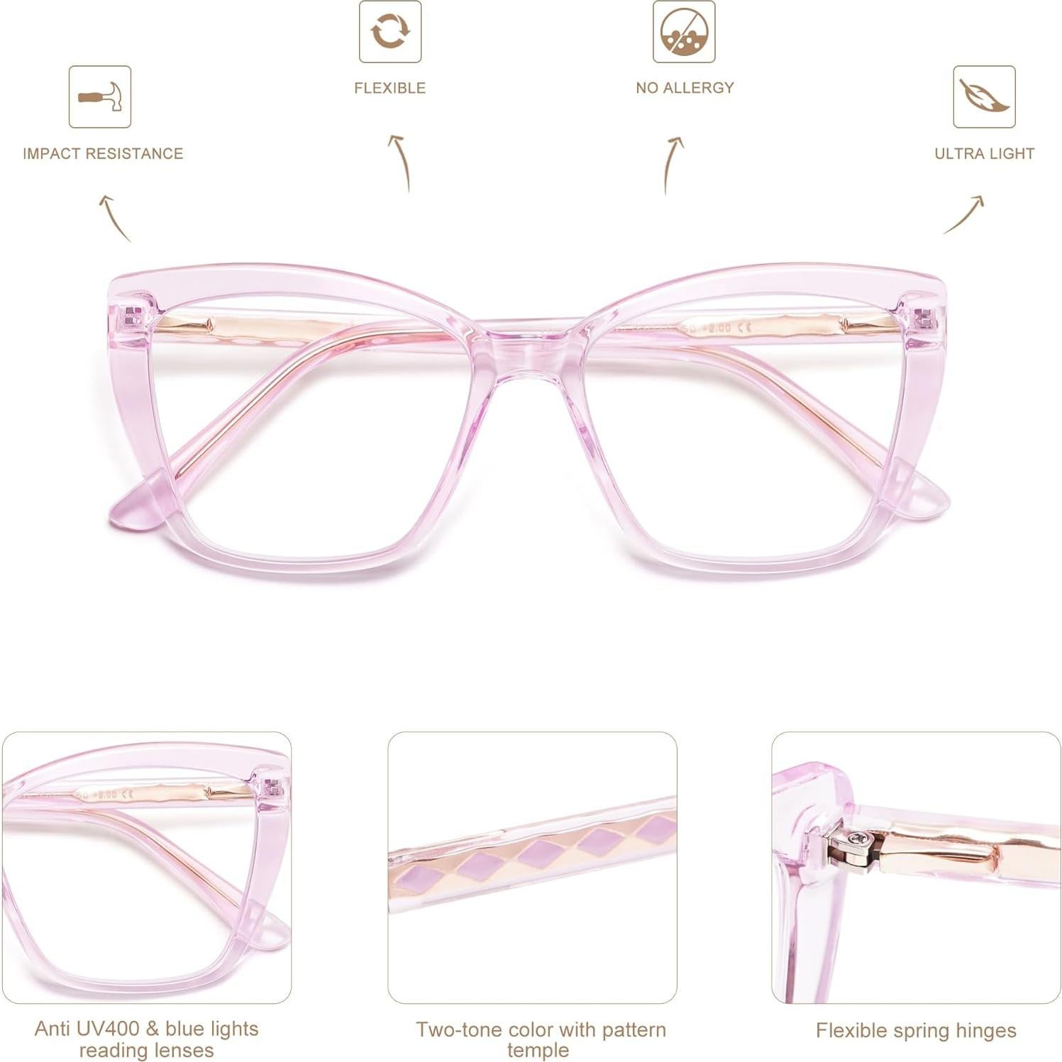 Gafas de lectura AMOMOMA TR90 estilo gato anti luz azul