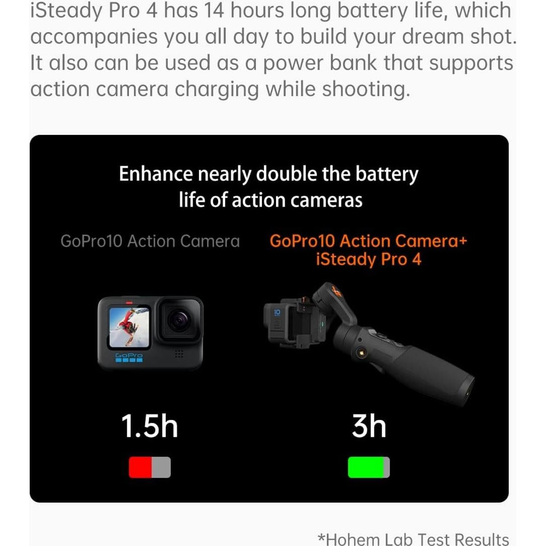 Estabilizador Hohem iSteady Pro 4 para Cámara de Acción - IPX4