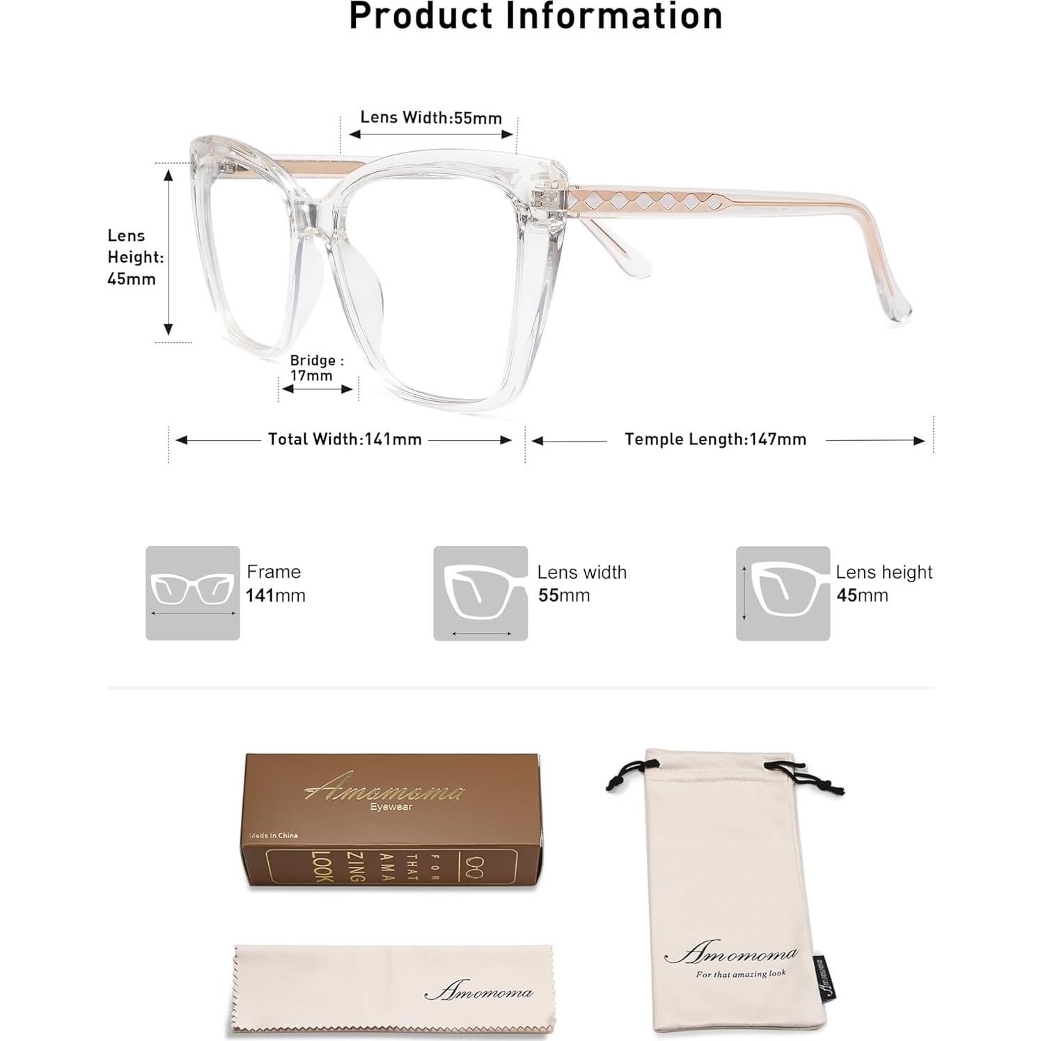 Gafas de Lectura Amomoma Ojos de Gato TR90 Anti Luz Azul