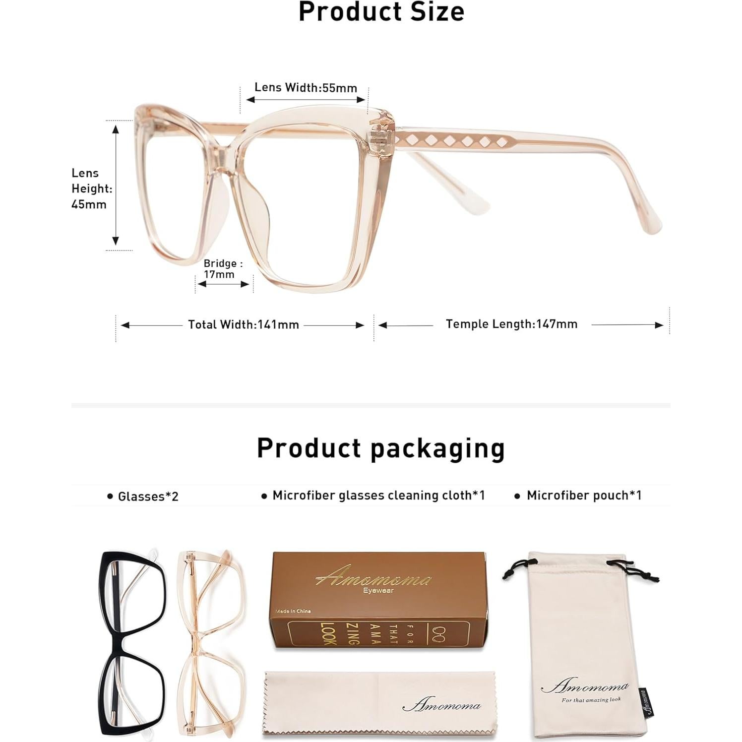 Gafas de Lectura Amomoma Anti Luz Azul Oversized AM6031