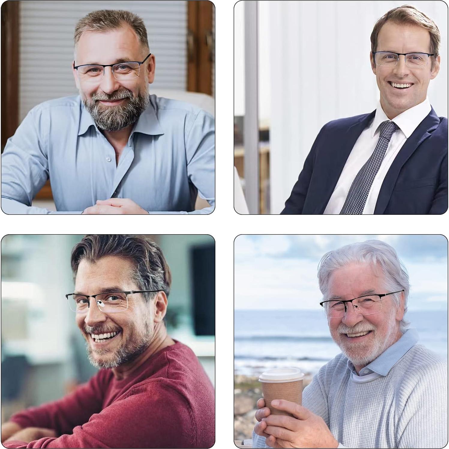 Paquete de 3 Gafas de Lectura Metal Negro 1.75 Anti Luz Azul