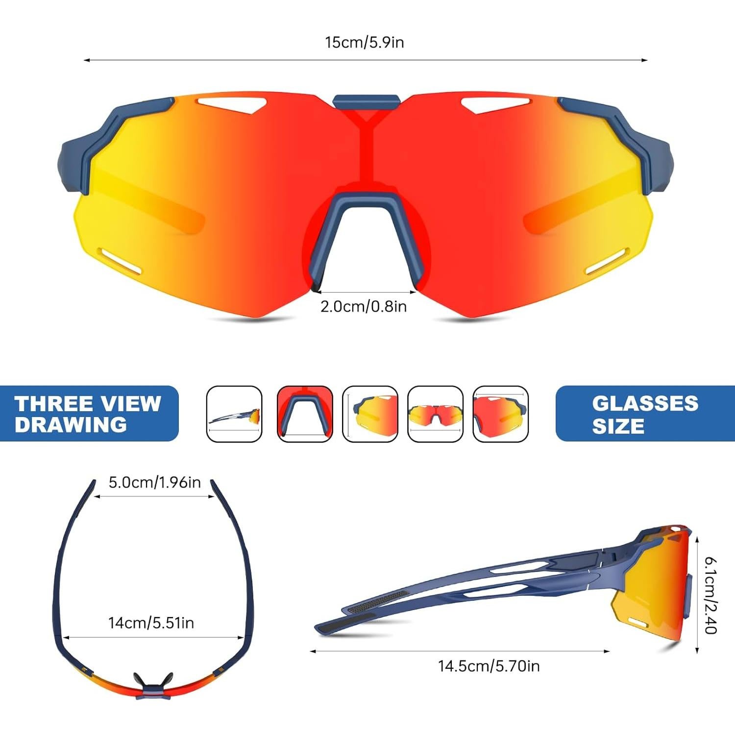 Gafas de sol deportivas AJBAY polarizadas UV400 ligeras