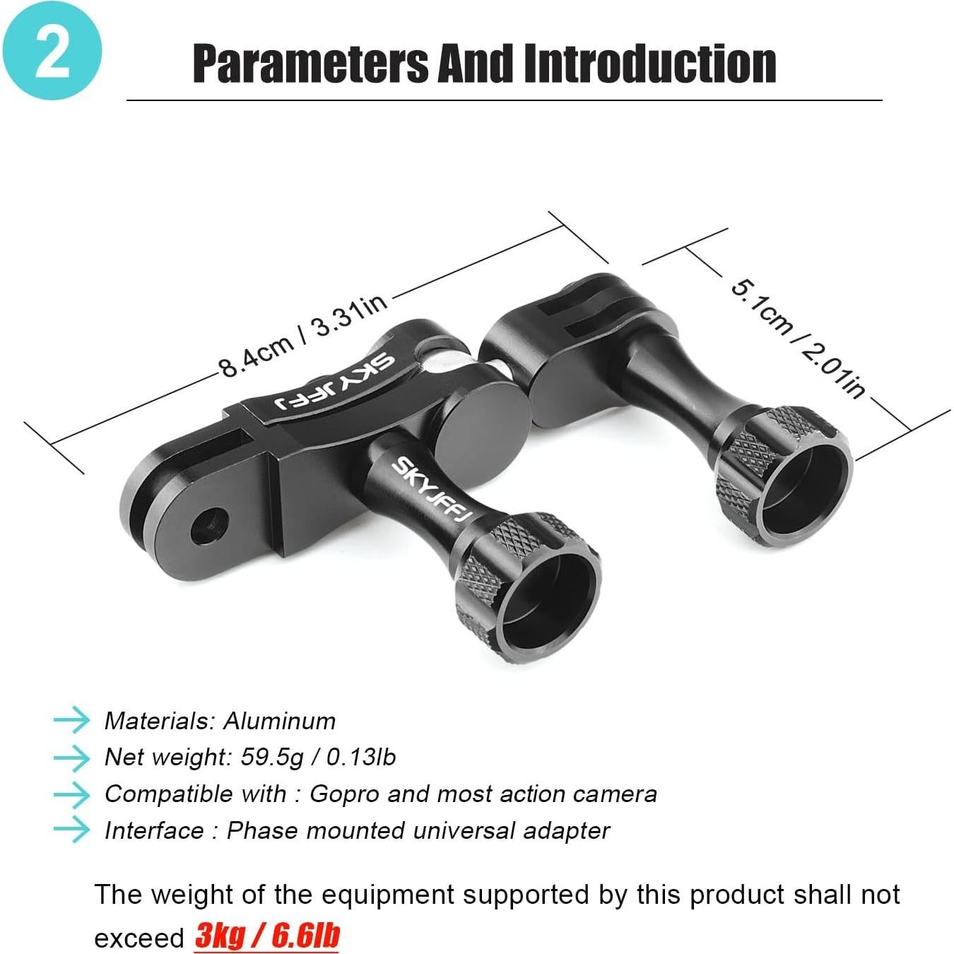 Soporte de Manillar Aluminio SKYJFFJ 360° para GoPro y DJI