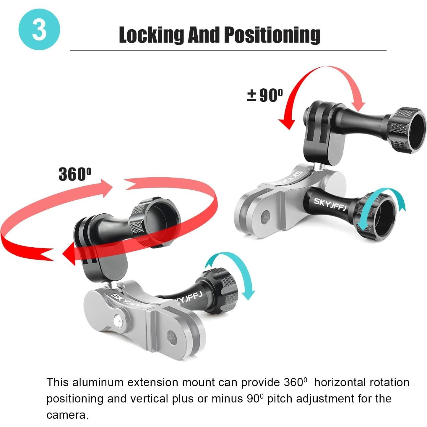 Soporte de Manillar Aluminio SKYJFFJ 360° para GoPro y DJI