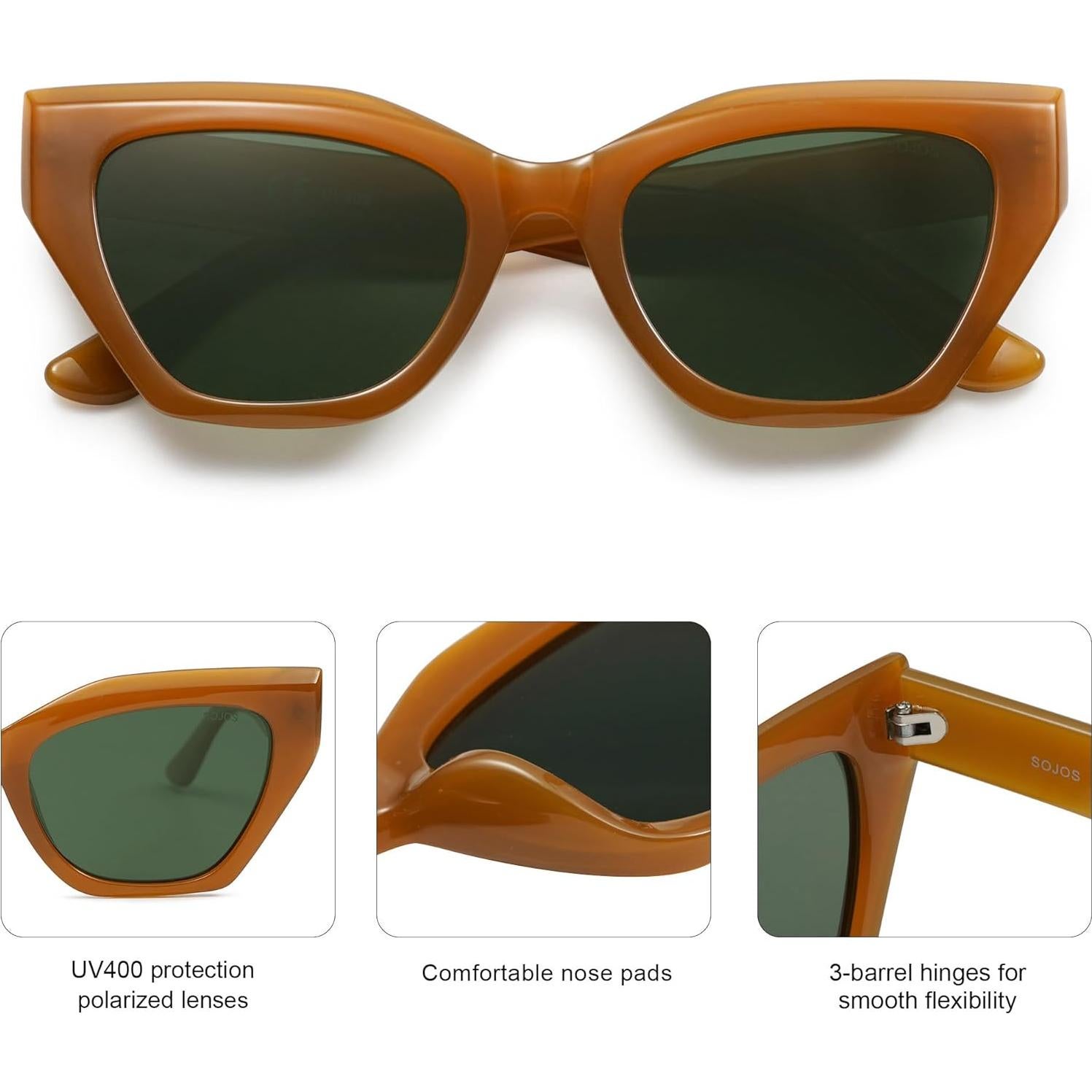 Gafas de sol SojoS cuadradas polarizadas UV400 para mujer