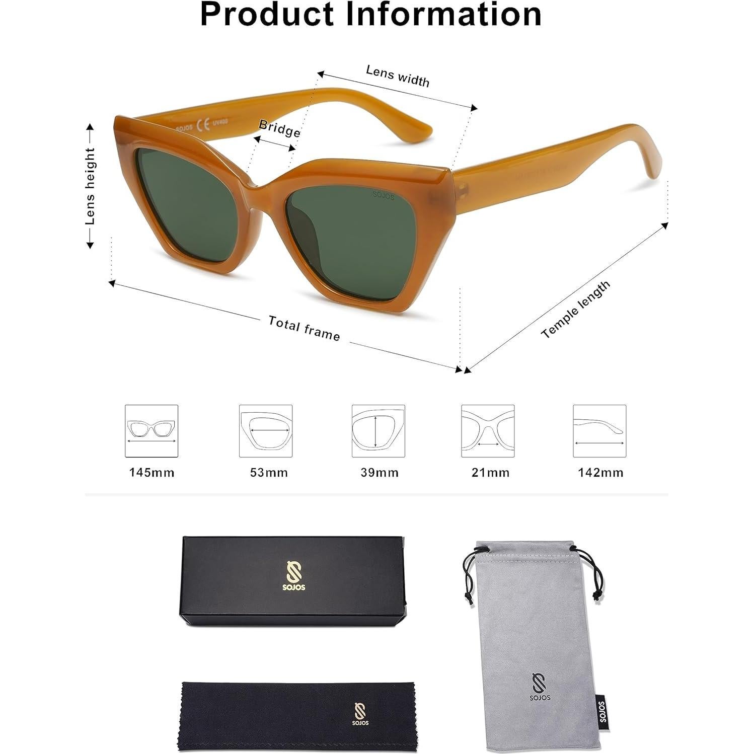 Gafas de sol SojoS cuadradas polarizadas UV400 para mujer