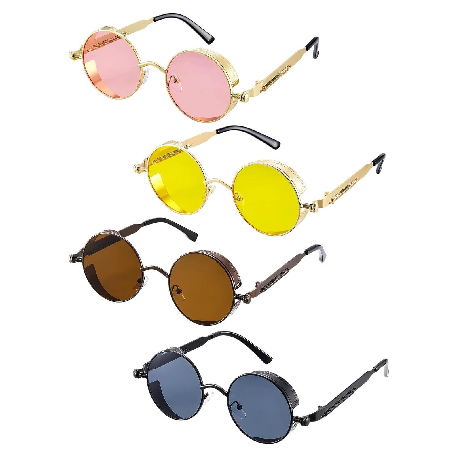 Gafas de sol retro steampunk Frienda 4 piezas unisex