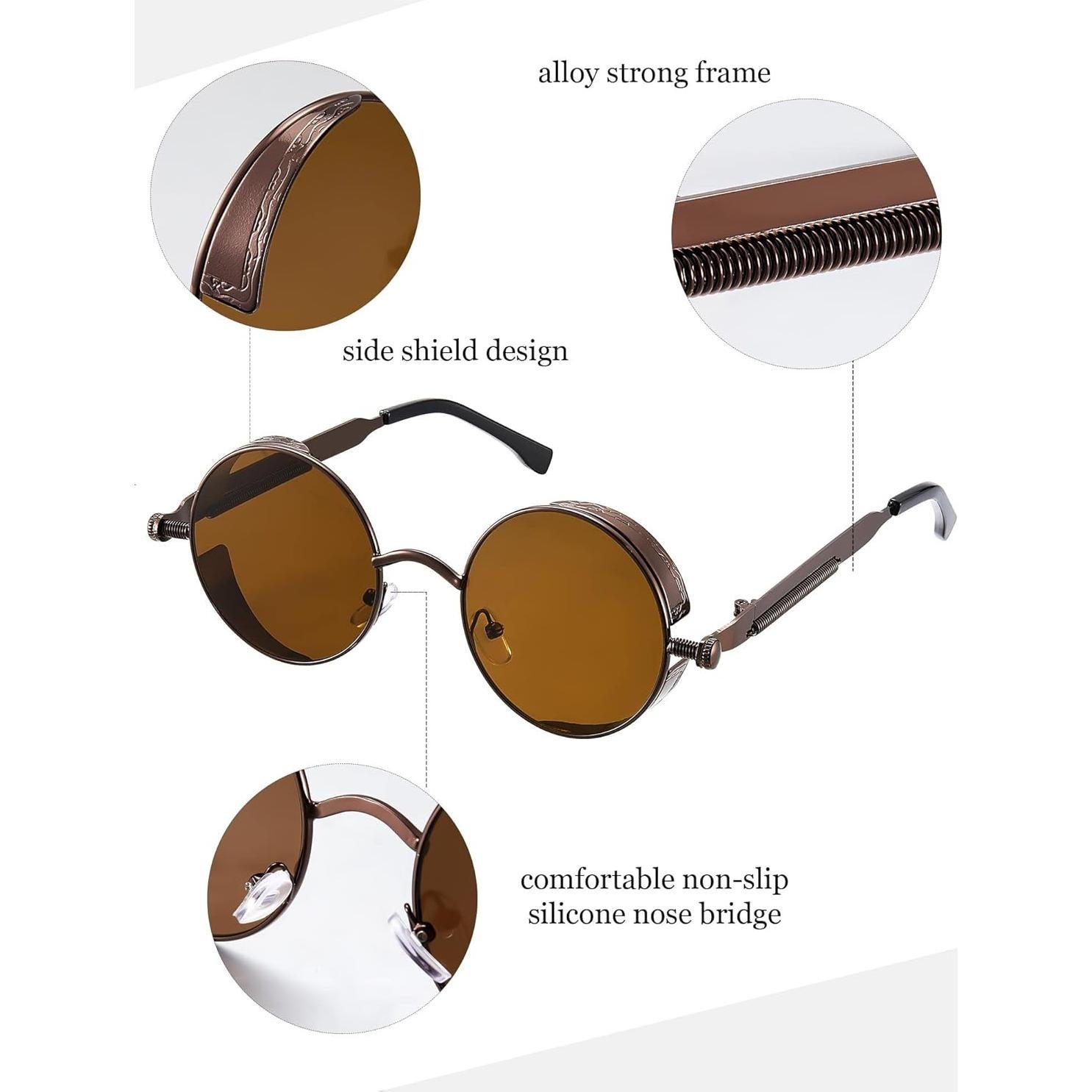 Gafas de sol retro steampunk Frienda 4 piezas unisex