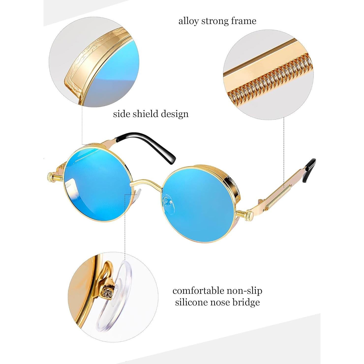 Gafas de sol retro steampunk Frienda 4 piezas unisex