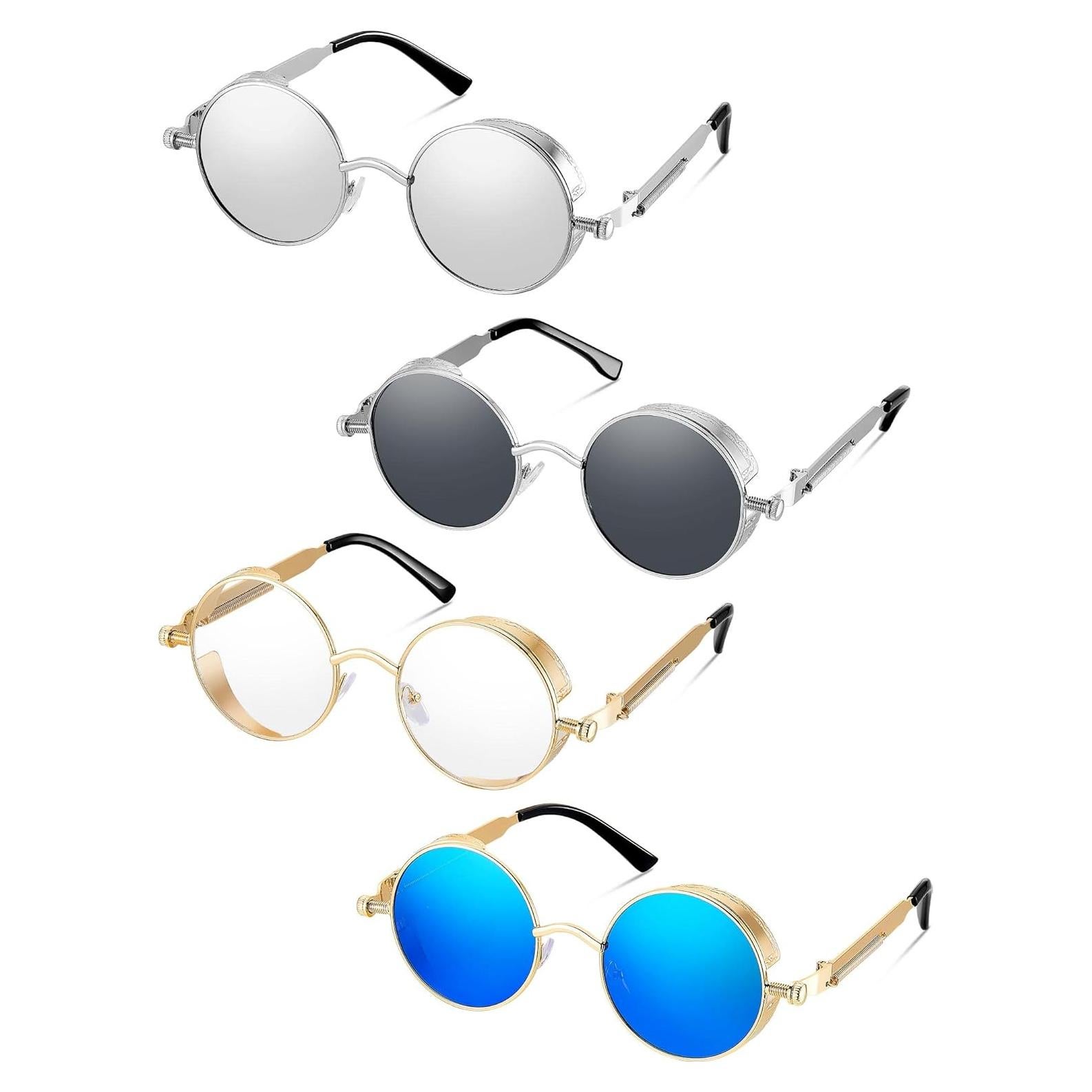 Gafas de sol retro Frienda 4 piezas estilo steampunk