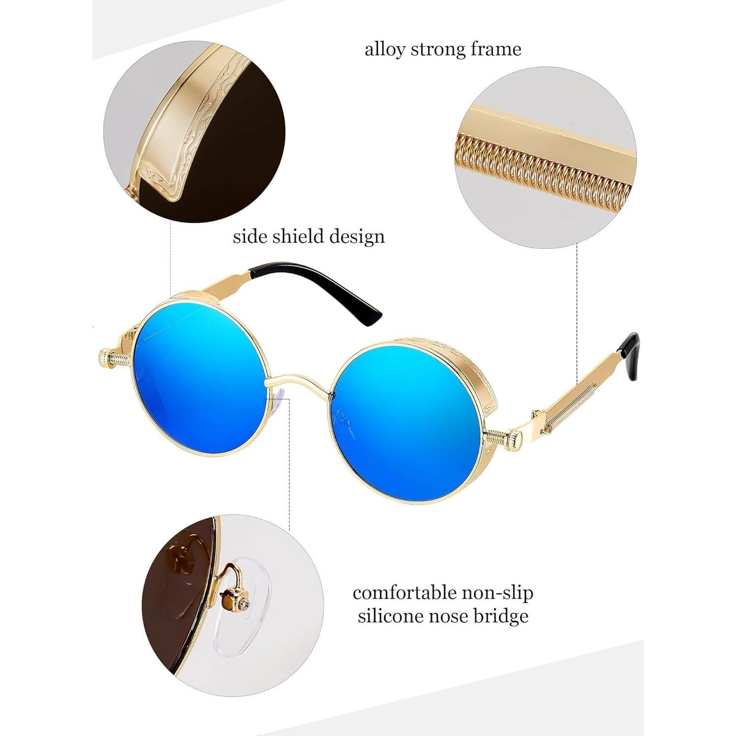 Gafas de sol retro Frienda 4 piezas estilo steampunk