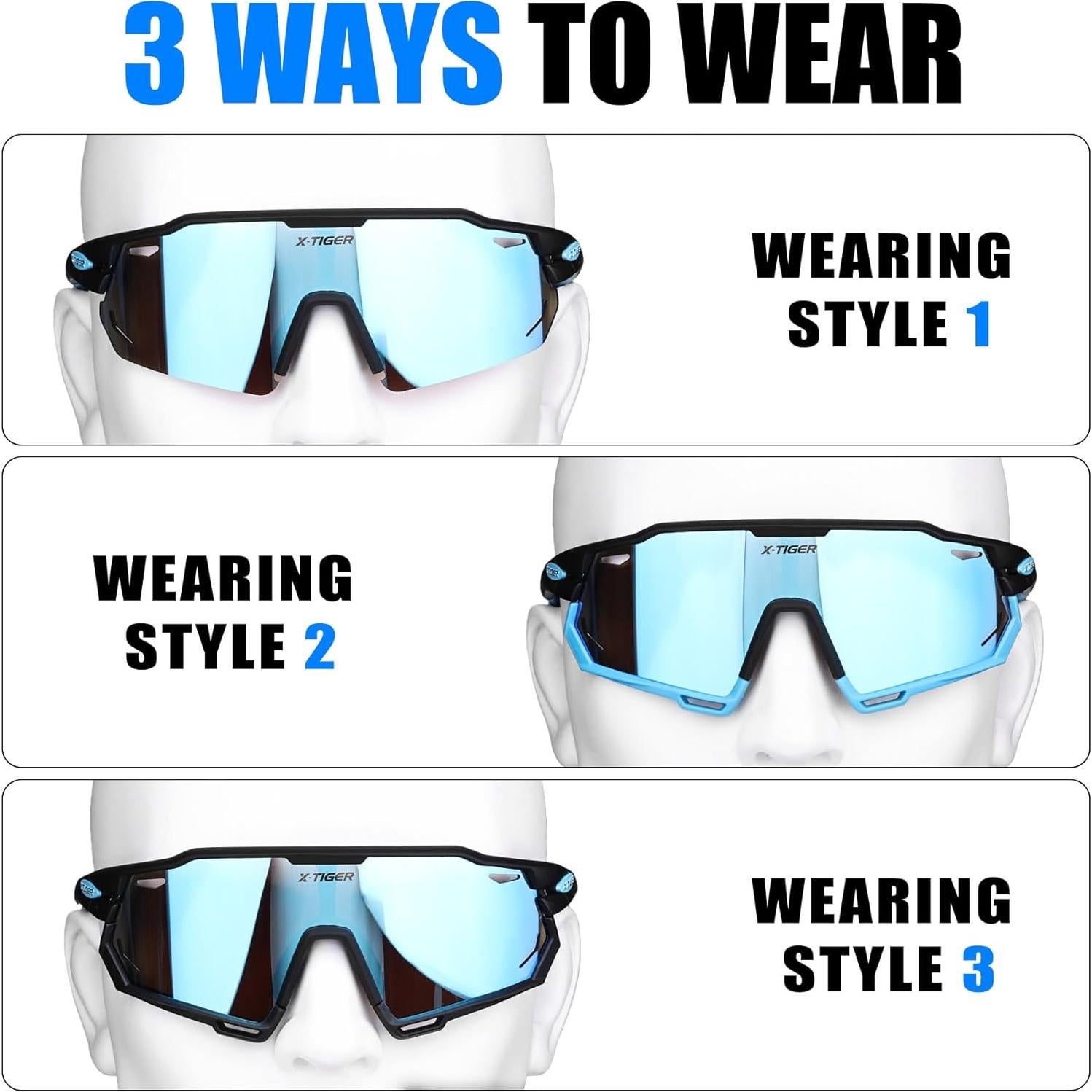 Gafas de Ciclismo X-TIGER con 5 Lentes Intercambiables