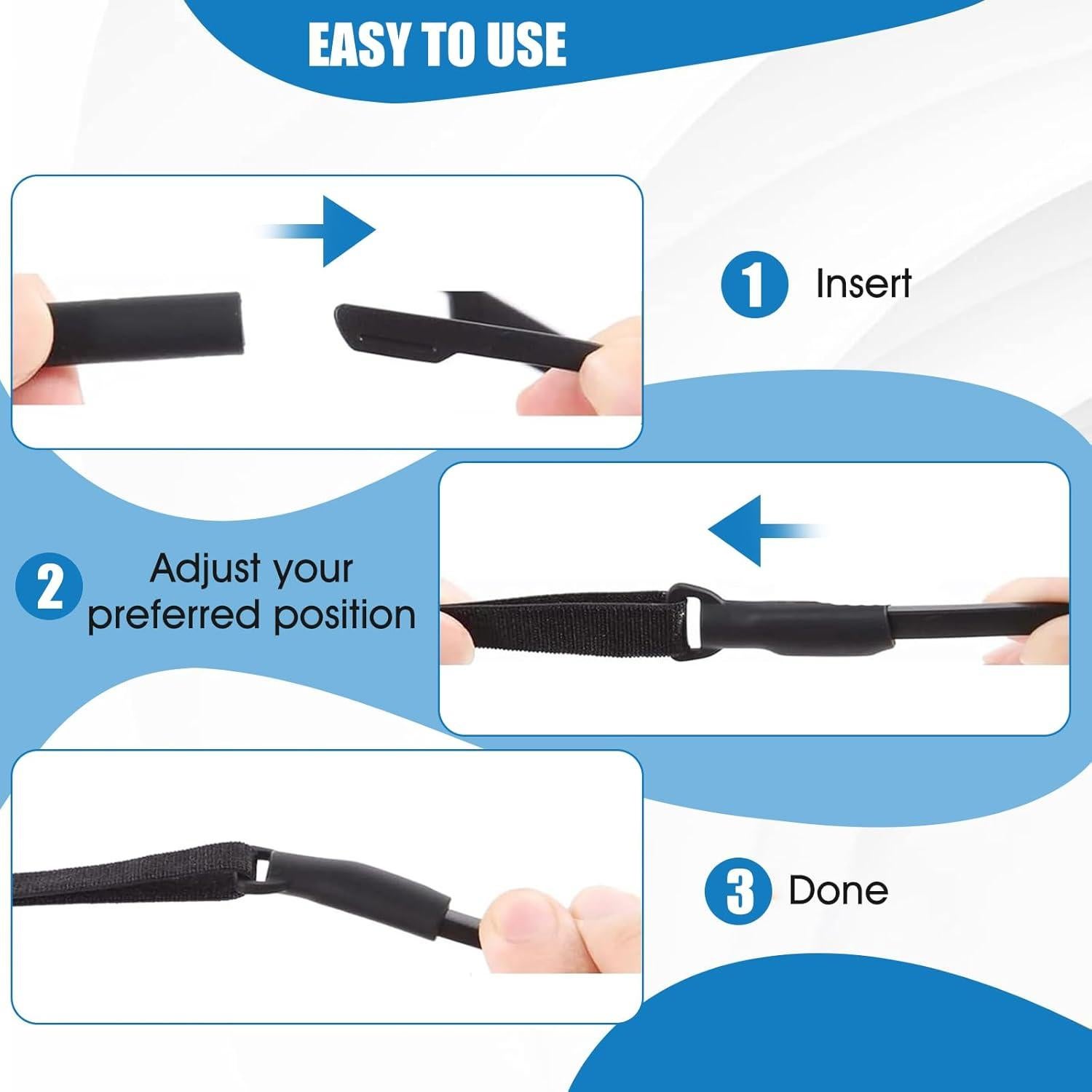 Correa Ajustable para Gafas KECHIO Negra 24-34 cm 4 Piezas