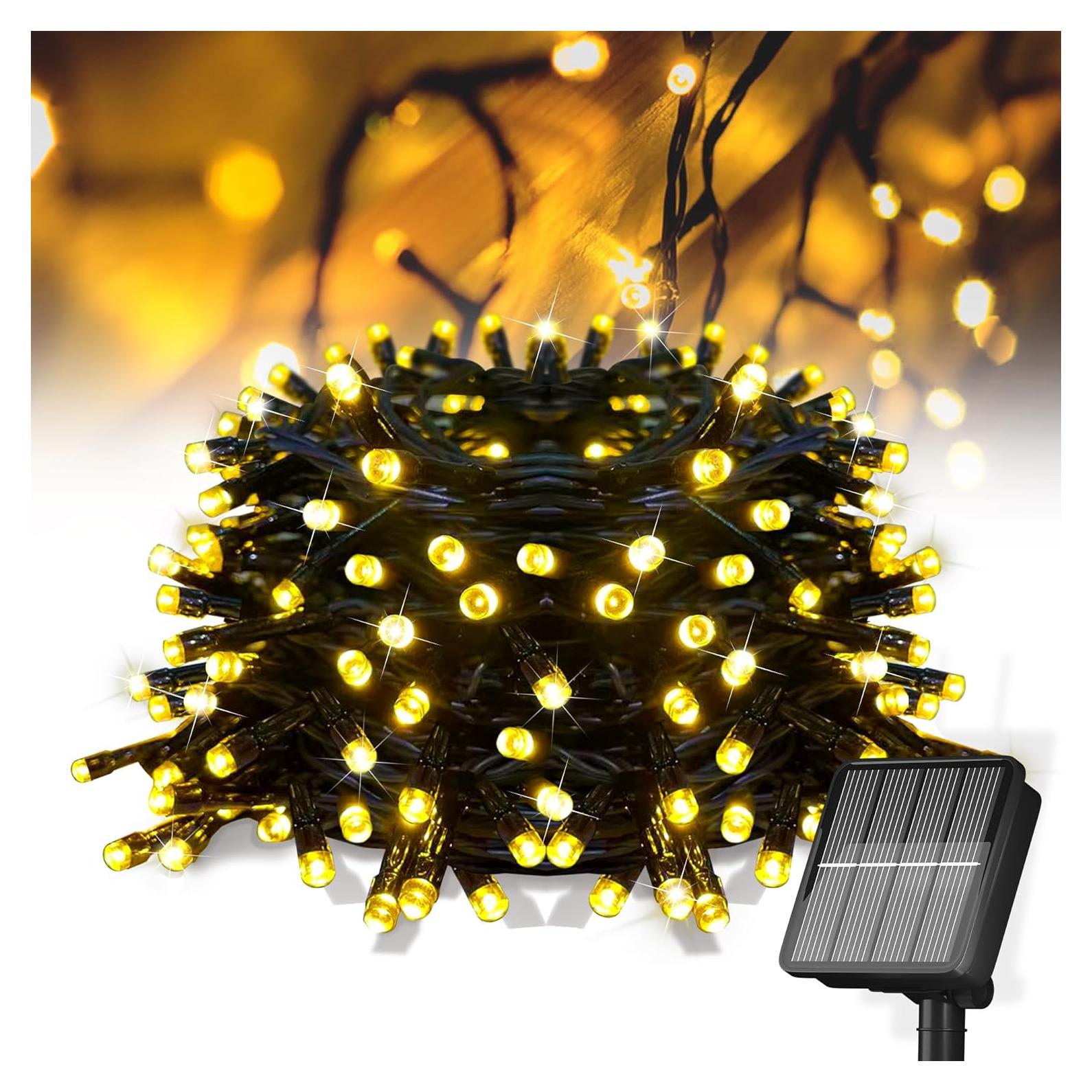 Luces de Cadena Solares Flechllary 11.89m 100 LED Blanco Cálido