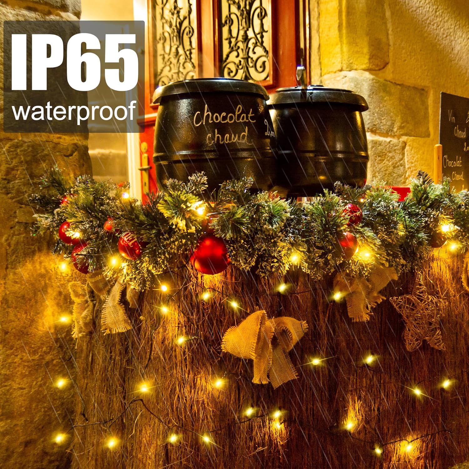 Luces de Cadena Solares Flechllary 11.89m 100 LED Blanco Cálido